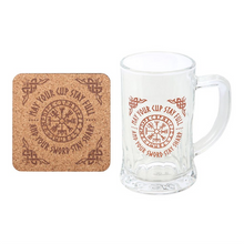 Load image into Gallery viewer, Viking Compass Glass Beer Tankard with Coaster
