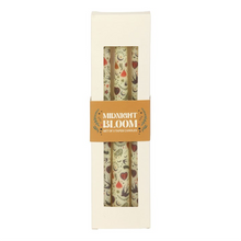 Load image into Gallery viewer, Set of 3 Cream Midnight Bloom Print Taper Candles
