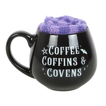 Load image into Gallery viewer, Coffee, Coffins &amp; Covens Mug and Socks Set
