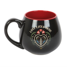 Load image into Gallery viewer, Love Lives Here Folk Heart Rounded Mug
