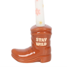 Load image into Gallery viewer, Brown Cowboy Boot Candle Holder with Taper Candle
