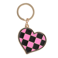Load image into Gallery viewer, Checkerboard Heart Keyring
