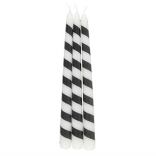 Load image into Gallery viewer, Set of 3 Black Candy Cane Taper Candles
