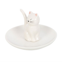 Load image into Gallery viewer, Sitting White Cat Face Trinket Dish
