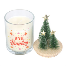 Load image into Gallery viewer, Bah Humbug Orange &amp; Clove Glass Candle with Tree
