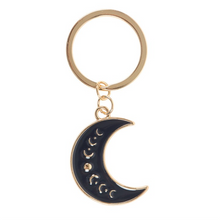 Load image into Gallery viewer, Blue Moon Phase Crescent Moon Keyring
