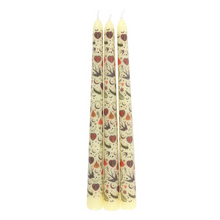 Load image into Gallery viewer, Set of 3 Cream Midnight Bloom Print Taper Candles
