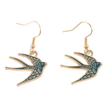 Load image into Gallery viewer, Blue Spread Your Wings Swallow Earrings
