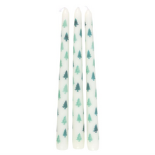Load image into Gallery viewer, Set of 3 White Fir Tree Taper Candles
