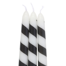 Load image into Gallery viewer, Set of 3 Black Candy Cane Taper Candles
