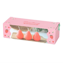 Load image into Gallery viewer, Set of 3 Strawberry Shaped Candles
