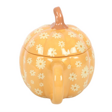 Load image into Gallery viewer, Groovy Floral Pumpkin Lidded Mug
