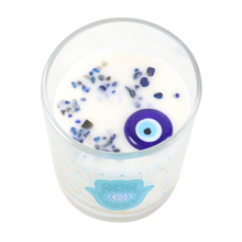 Load image into Gallery viewer, Hand of Hamsa White Rose Candle with Crystals
