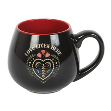 Load image into Gallery viewer, Love Lives Here Folk Heart Rounded Mug
