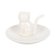 Load image into Gallery viewer, Sitting White Cat Face Trinket Dish
