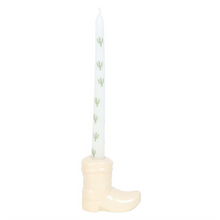 Load image into Gallery viewer, White Cowboy Boot Candle Holder with Taper Candle
