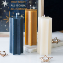 Load image into Gallery viewer, Navy Starry Night Star Shaped Taper Candle
