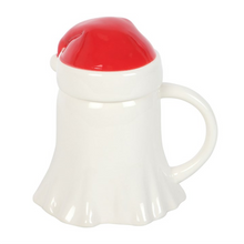 Load image into Gallery viewer, Ghost Shaped Mug with Santa Hat Lid
