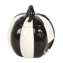 Load image into Gallery viewer, Black and White Striped Pumpkin Oil Burner Wax Warmer
