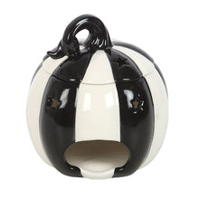 Load image into Gallery viewer, Black and White Striped Pumpkin Oil Burner Wax Warmer
