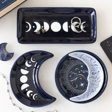 Load image into Gallery viewer, Blue Moon Phase Crescent Moon Trinket Dish
