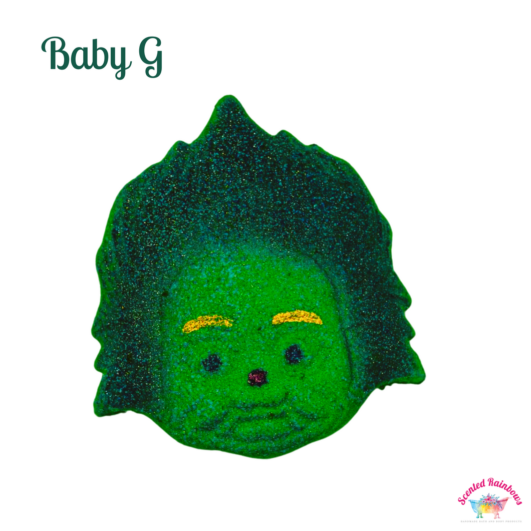 Grinch baby green bath bomb handmde