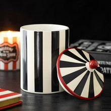 Load image into Gallery viewer, Black Striped Circus Tent Storage Jar
