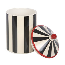 Load image into Gallery viewer, Black Striped Circus Tent Storage Jar
