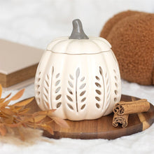Load image into Gallery viewer, Cream Leaf Cut Out Pumpkin Oil Burner and Wax Warmer
