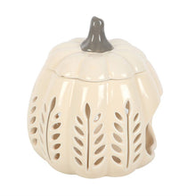 Load image into Gallery viewer, Cream Leaf Cut Out Pumpkin Oil Burner and Wax Warmer
