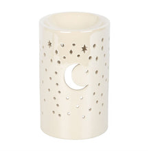 Load image into Gallery viewer, Iridescent White Moon Pillar Oil Burner and Wax Warmer
