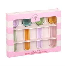 Load image into Gallery viewer, Set of 4 Pastel Glass Dessert Spoons
