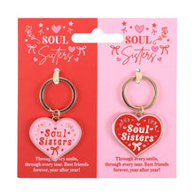 Load image into Gallery viewer, Pair of Soul Sisters Love Heart Keyrings
