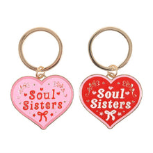 Load image into Gallery viewer, Pair of Soul Sisters Love Heart Keyrings
