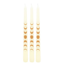Load image into Gallery viewer, Set of 3 Off White Moon Phases Taper Dinner Candles
