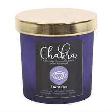 Load image into Gallery viewer, Third Eye Chakra Lavender Crystal Chip Candle
