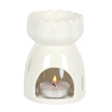 Load image into Gallery viewer, White Gloss Lotus Flower Oil Burner

