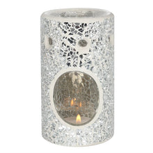 Load image into Gallery viewer, Silver Pillar Crackle Glass Oil Burner and Wax Warmer
