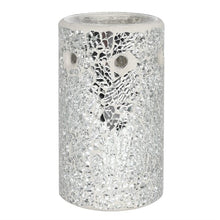 Load image into Gallery viewer, Silver Pillar Crackle Glass Oil Burner and Wax Warmer
