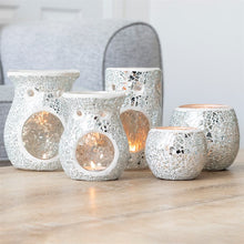 Load image into Gallery viewer, Silver Pillar Crackle Glass Oil Burner and Wax Warmer
