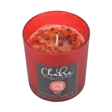 Load image into Gallery viewer, Root Chakra Strawberry Crystal Chip Candle
