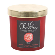Load image into Gallery viewer, Root Chakra Strawberry Crystal Chip Candle
