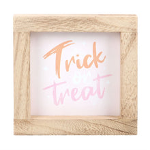 Load image into Gallery viewer, Pink Trick or Treat Wooden Frame Sign

