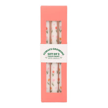 Load image into Gallery viewer, Set of 3 Tulip Print Taper Candles
