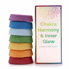 Load image into Gallery viewer, Chakra Bath Fizz - Large Box - Chakra Harmony &amp; Inner Glow
