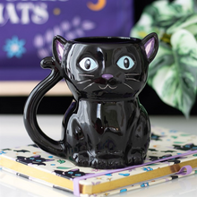 Load image into Gallery viewer, Cute and Creepy Black Cat Mug
