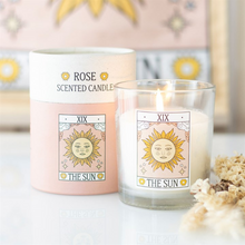 Load image into Gallery viewer, The Sun Vintage Tarot Rose Candle
