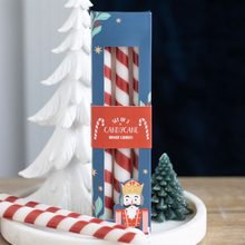 Load image into Gallery viewer, Set of 3 Candy Cane Stripe Taper Candles
