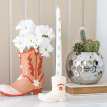 Load image into Gallery viewer, White Cowboy Boot Candle Holder with Taper Candle
