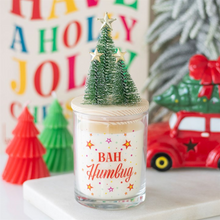 Load image into Gallery viewer, Bah Humbug Orange &amp; Clove Glass Candle with Tree
